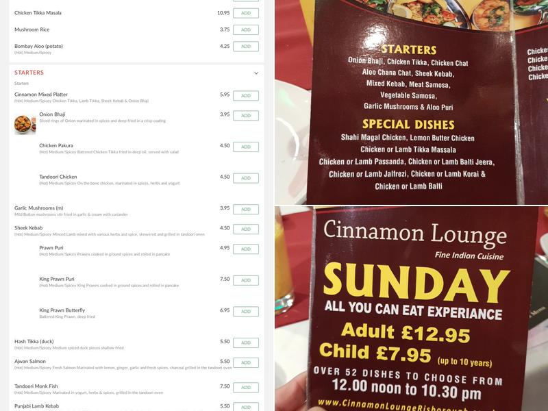 Cinnamon Lounge Menu