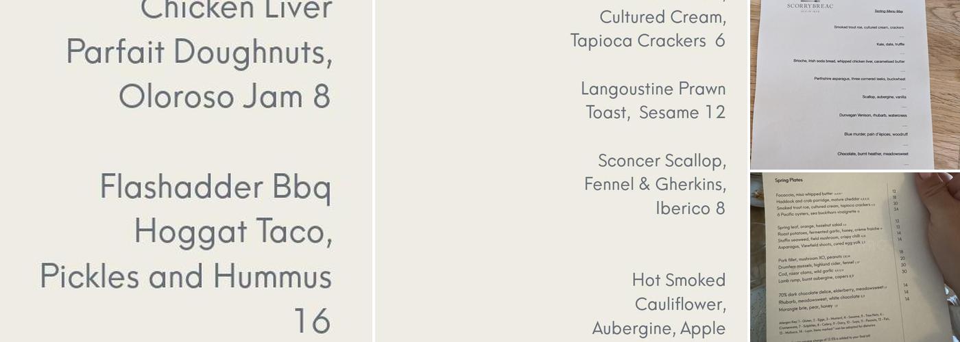 Scorrybreac Restaurant Menu