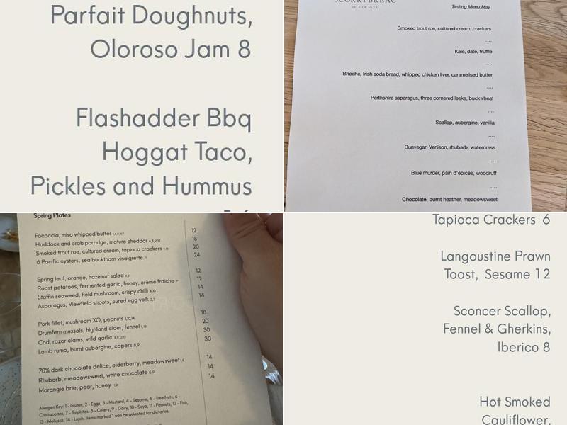 Scorrybreac Restaurant Menu