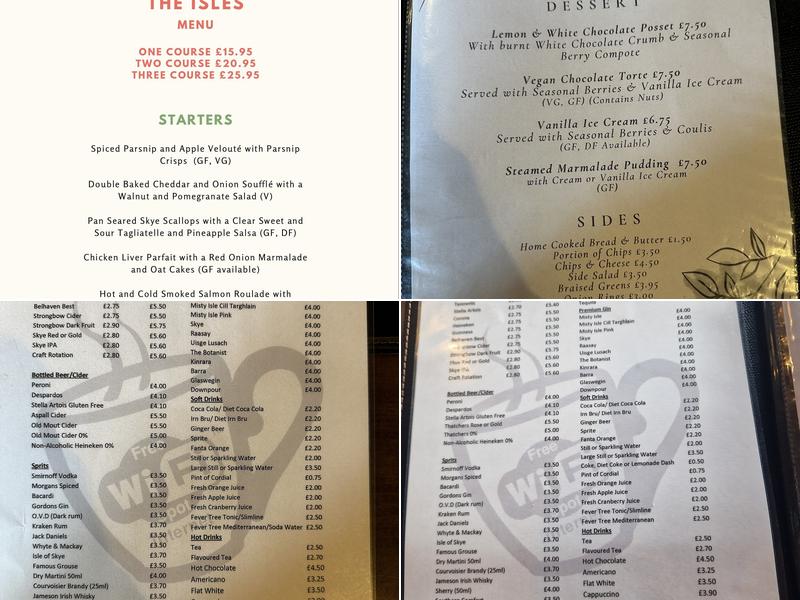 The Isles Inn Menu