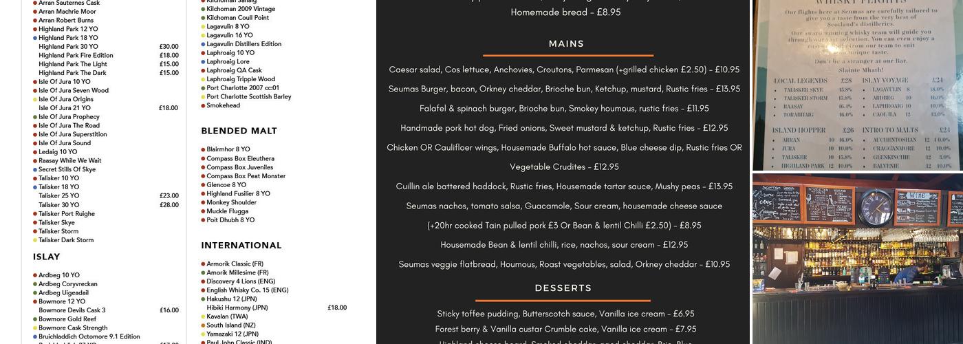 Seumas' Bar Menu