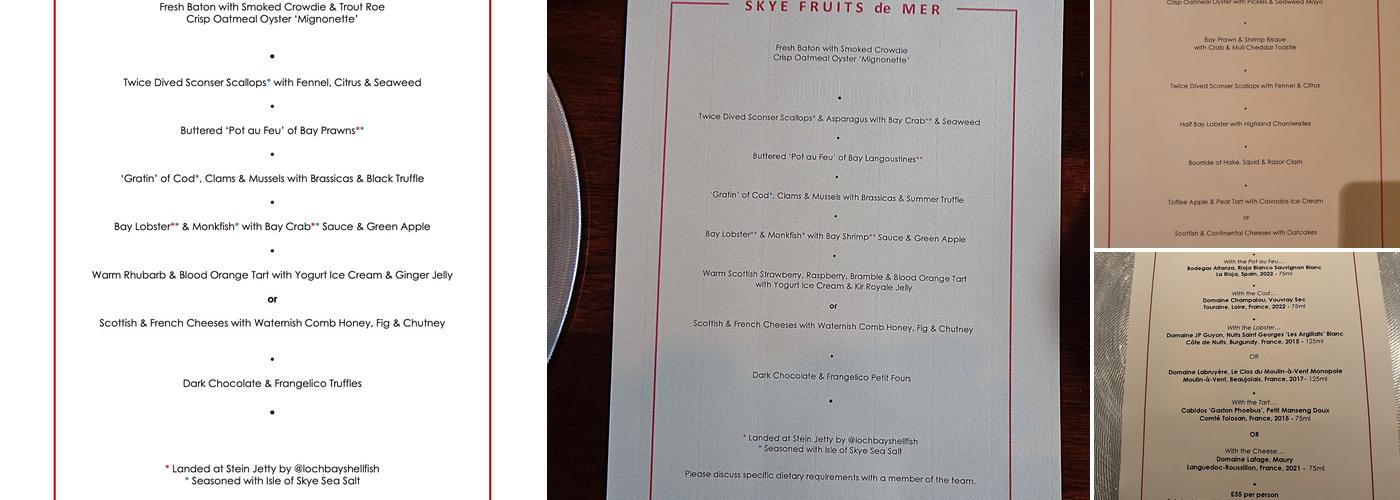Loch Bay Restaurant Menu
