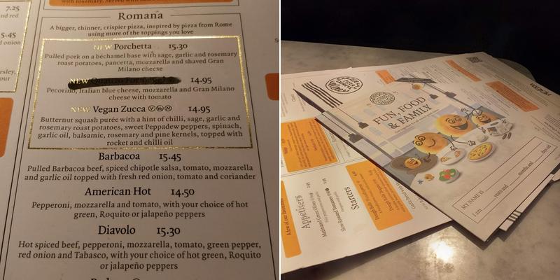 Pizza Express Menu