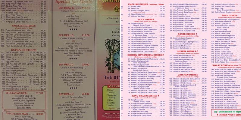 Golden City Menu