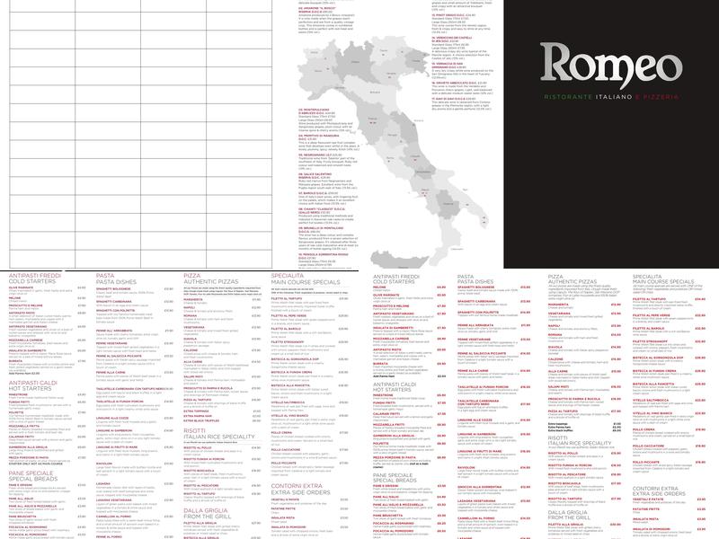 Romeo Ristorante Italiano Menu