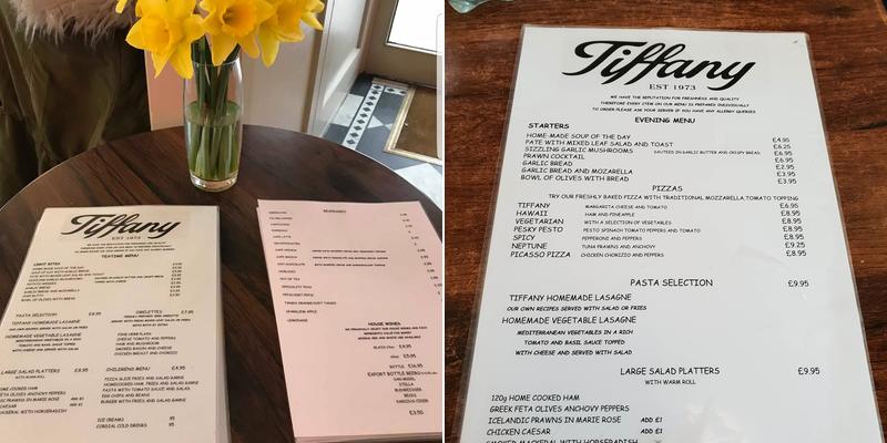 Tiffany Cafe Bar Menu