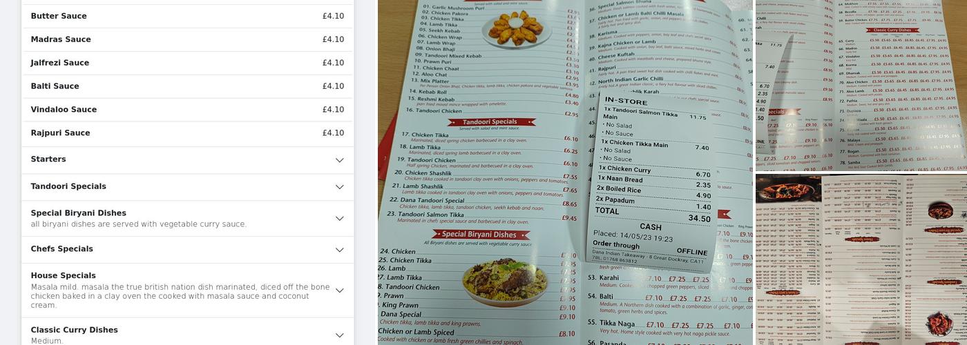 Dana curry house Menu