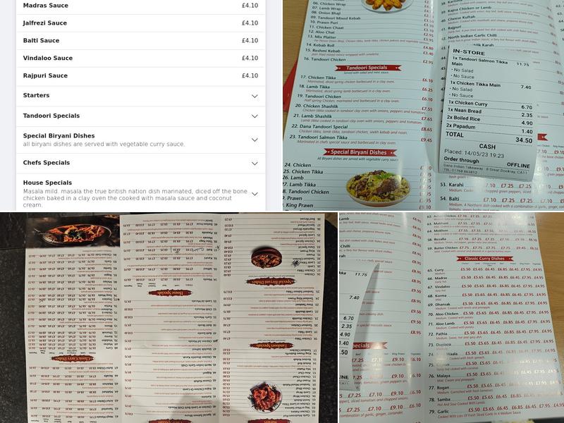 Dana curry house Menu