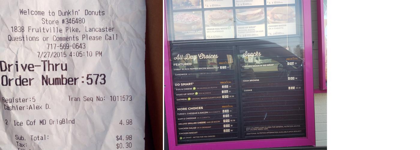 Dunkin' Menu