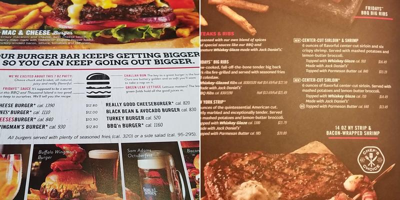 TGI Fridays Menu