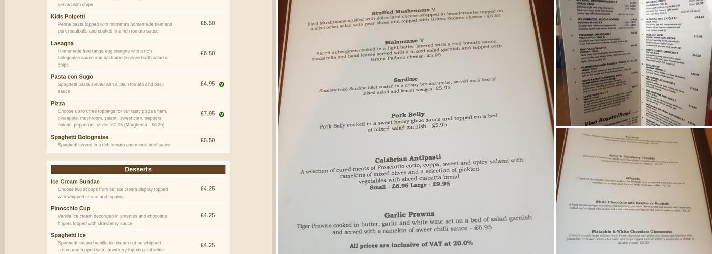 La Calabria Menu