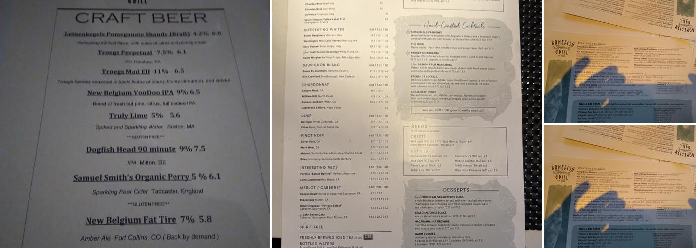 Bonefish Grill Menu