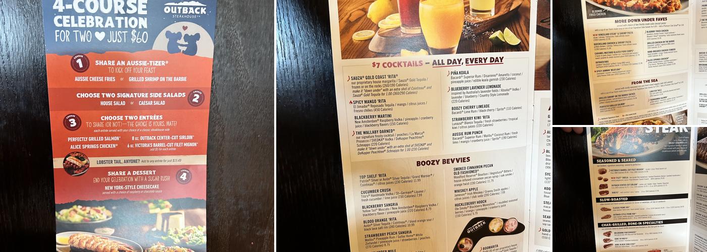 Outback Steakhouse Menu