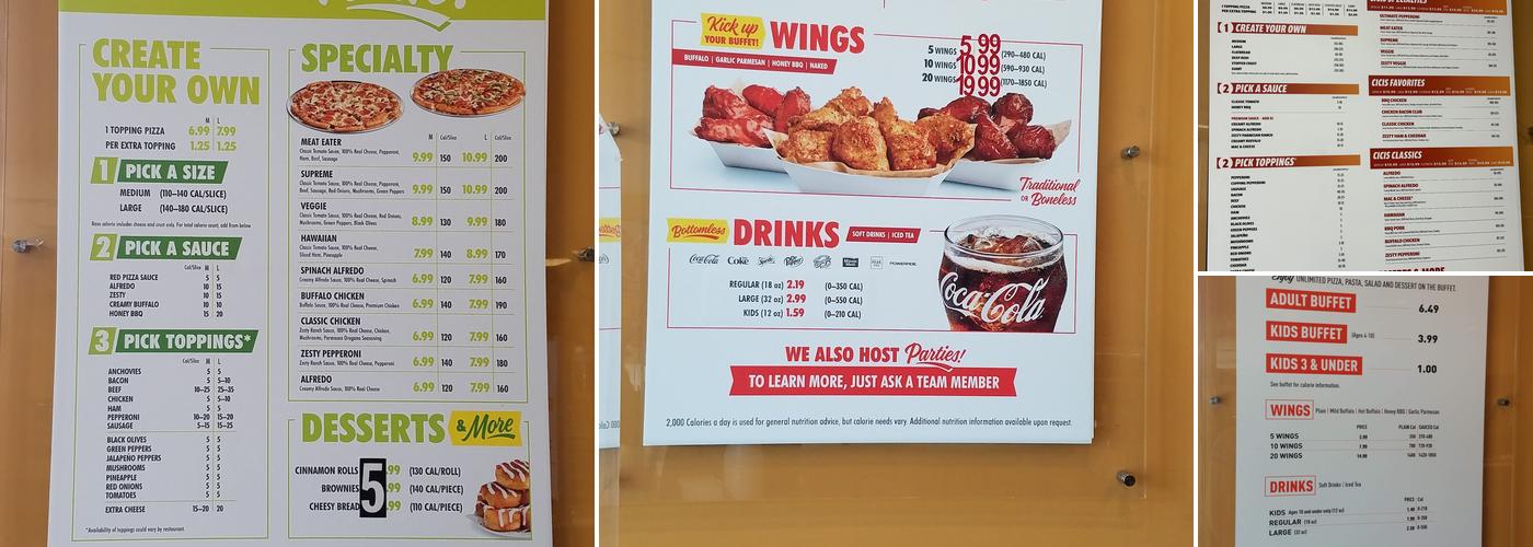 Cicis Pizza Menu