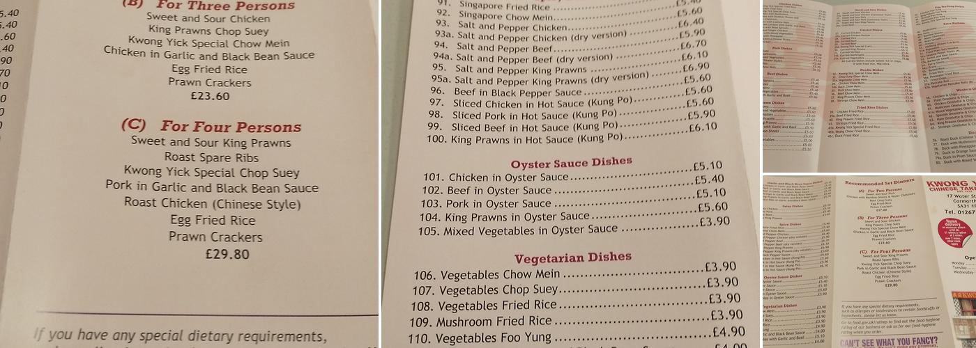 Kwong Yick Menu