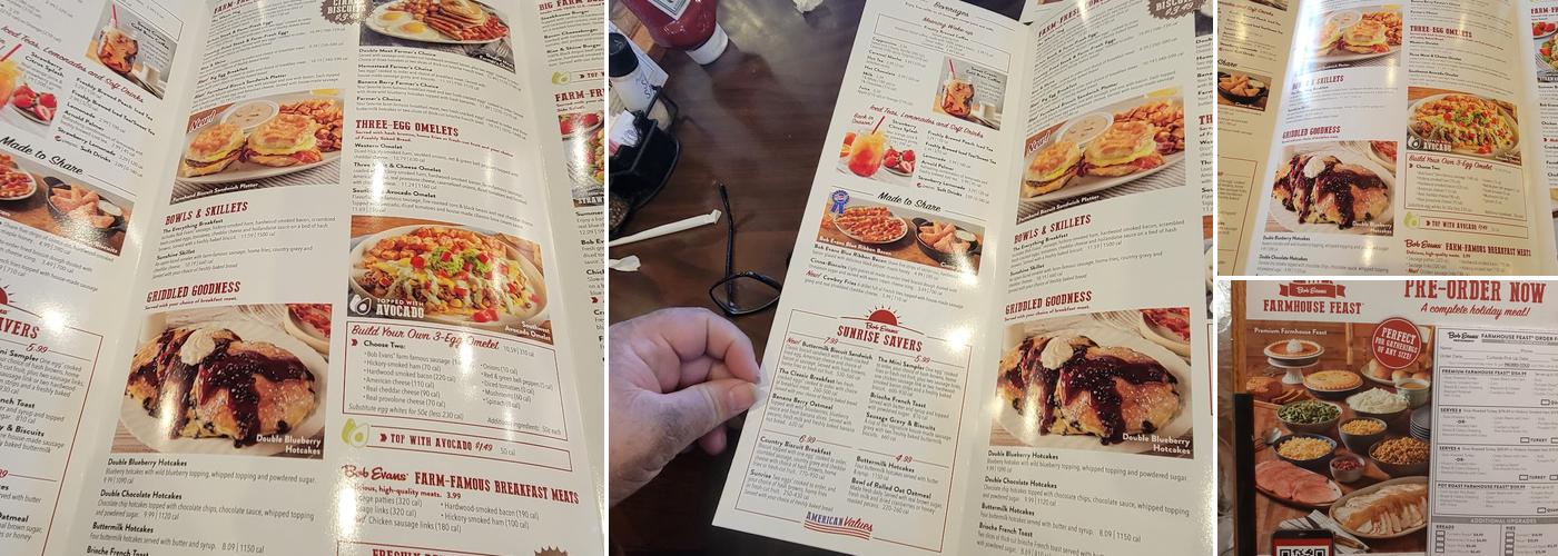 Bob Evans Menu