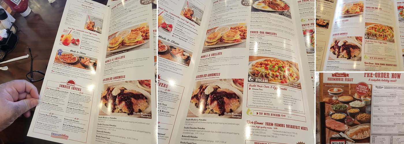 Bob Evans Menu