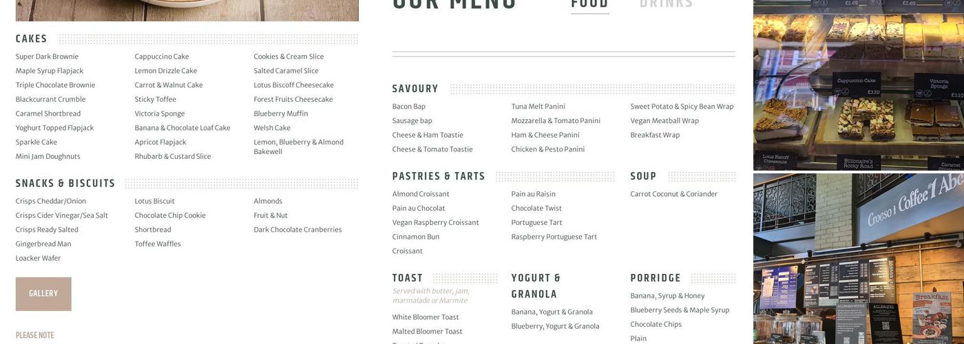 Coffee#1 Aberystwyth Menu