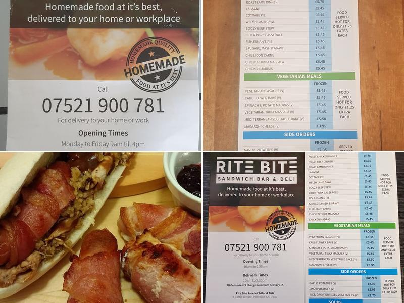 rite bite sandwich bar Menu