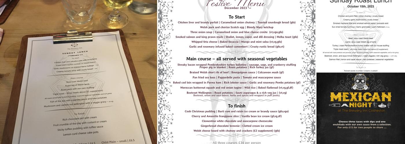 The Brewery Inn Menu