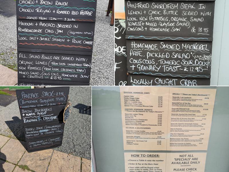 Quayside Tearooms Menu