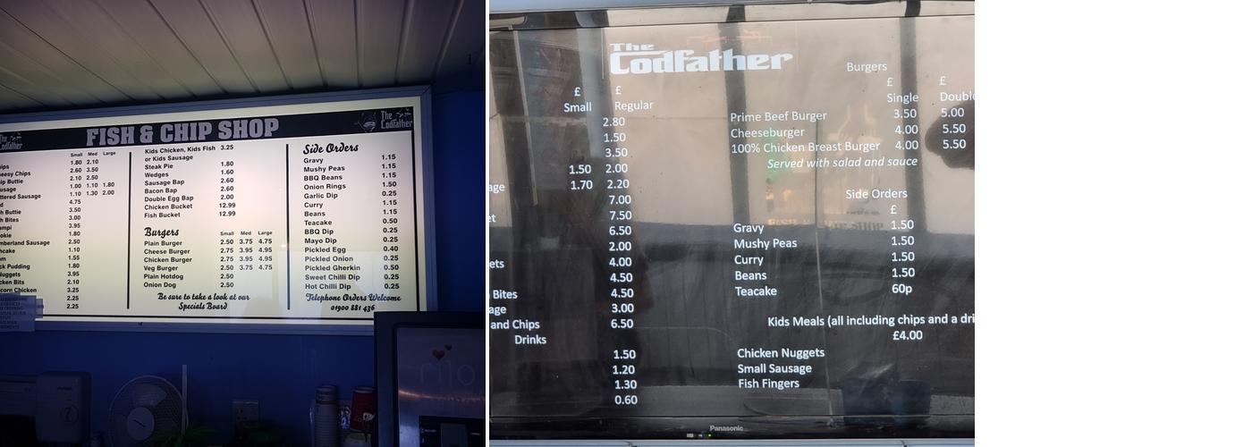 The Codfather Fish & Chip Shop Menu