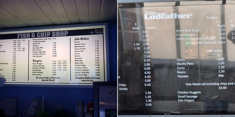 The Codfather Fish & Chip Shop Menu