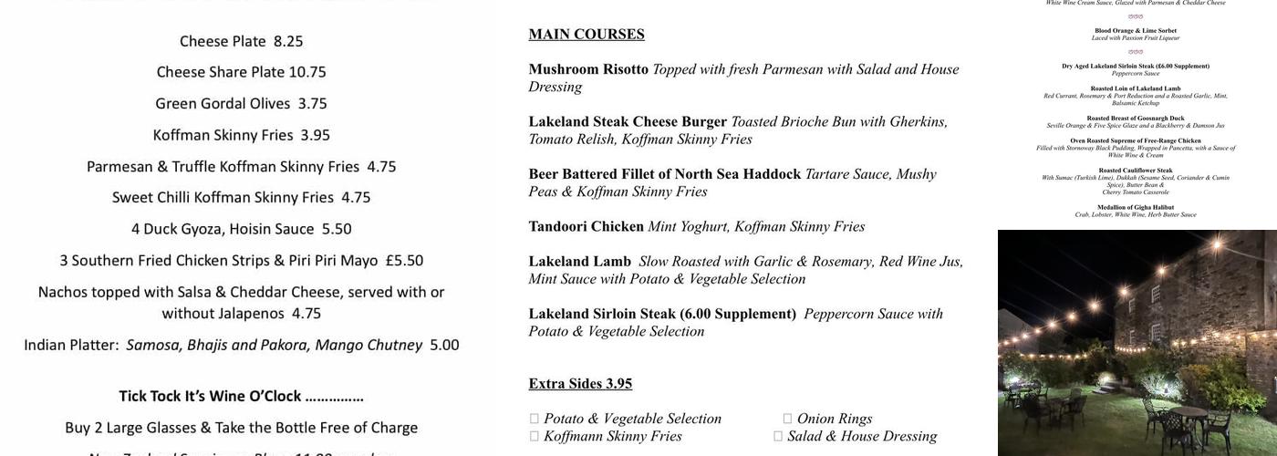The Manor House Hotel Cockermouth Menu