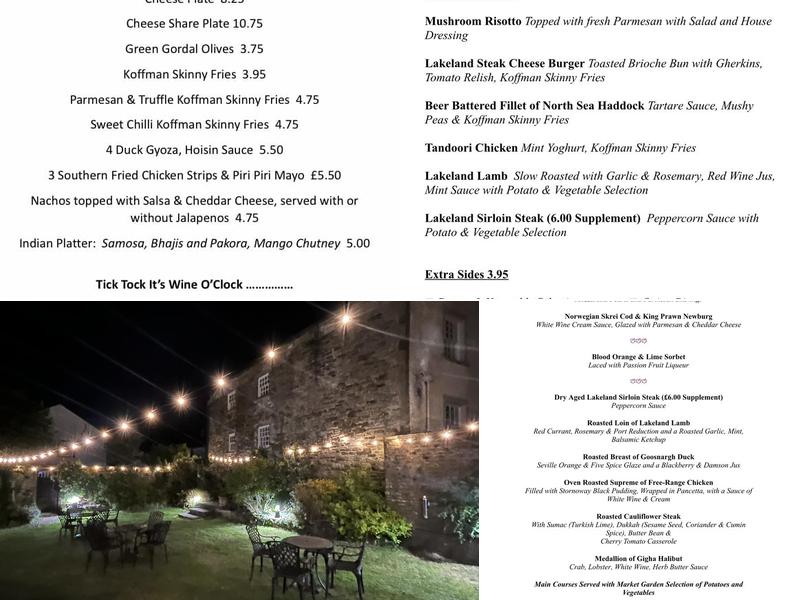 The Manor House Hotel Cockermouth Menu