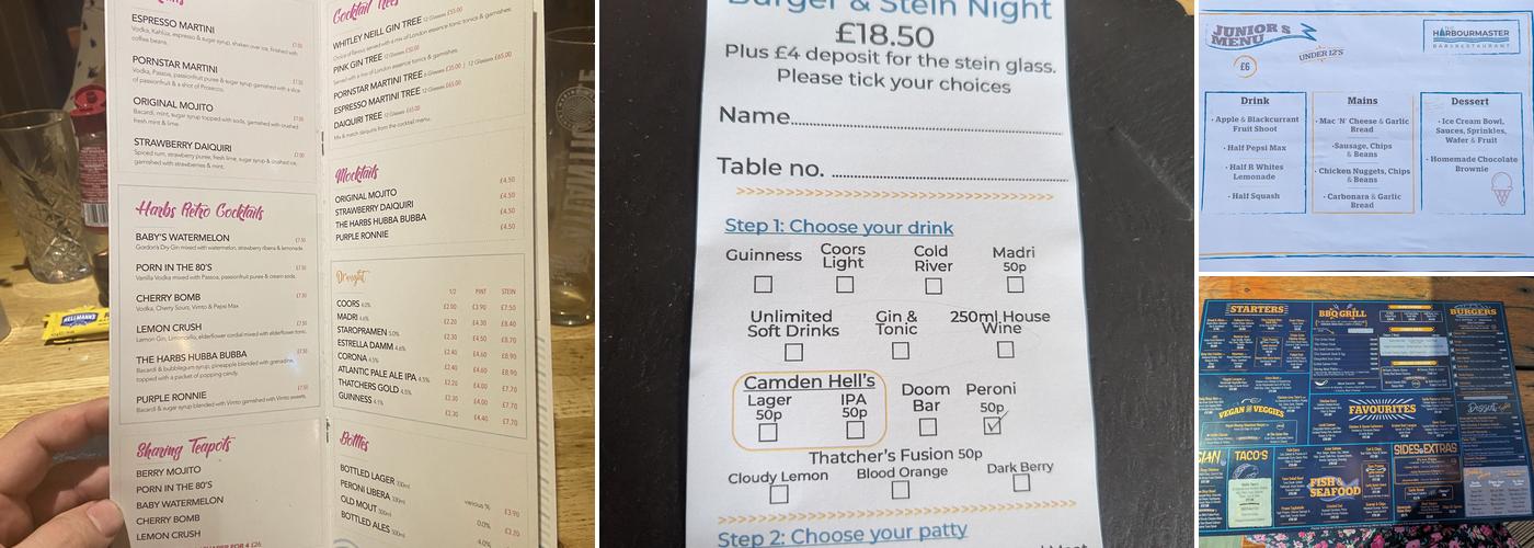 The Harbourmaster Menu