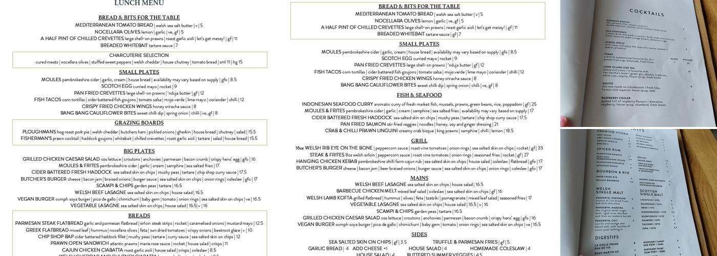 Martha’s Vineyard Menu