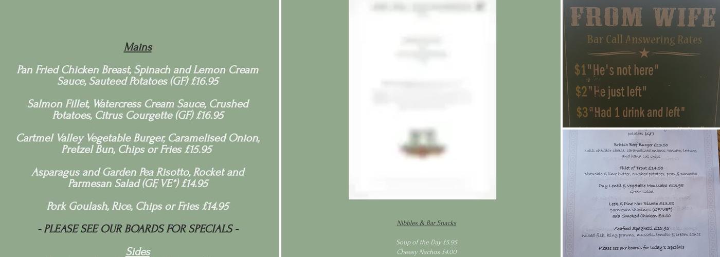 The Pig and Whistle Menu