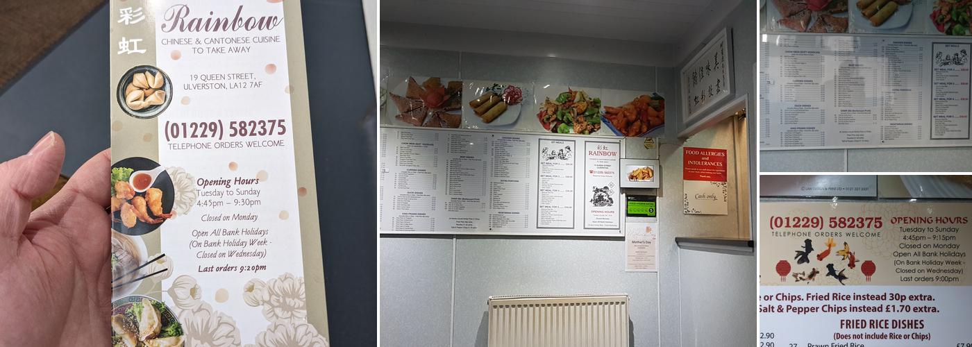 Rainbow Chinese Menu