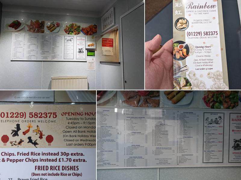 Rainbow Chinese Menu