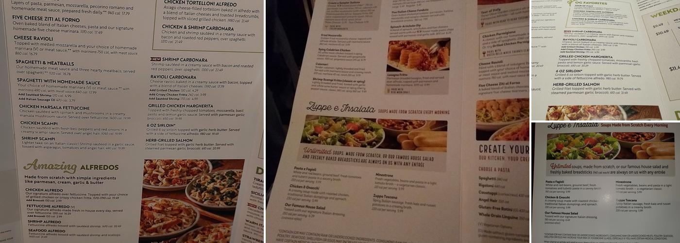 Olive Garden Italian Restaurant Menu