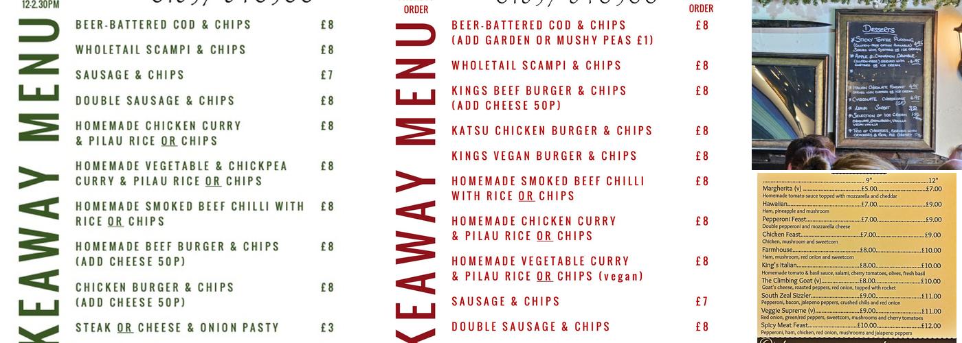 The Kings Arms Inn Menu