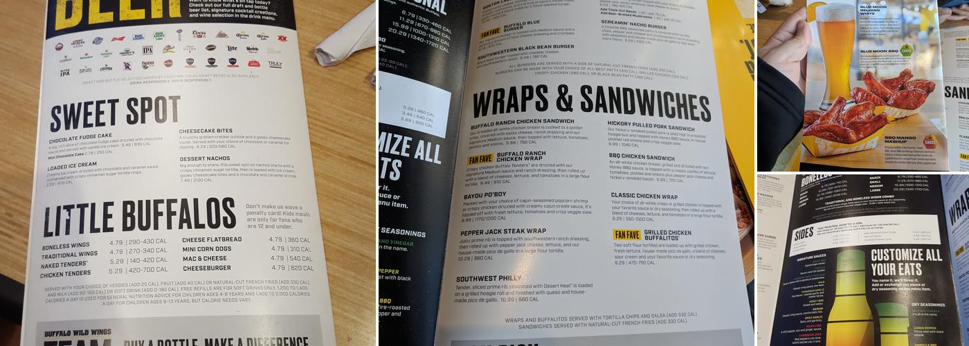 Buffalo Wild Wings Menu