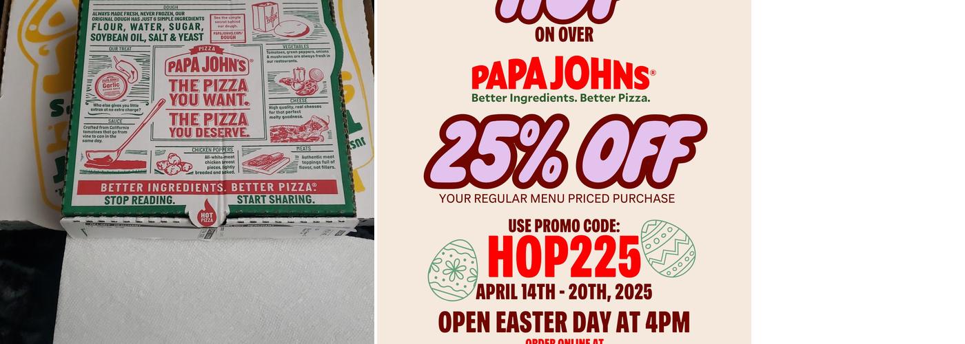 Papa Johns Pizza Menu