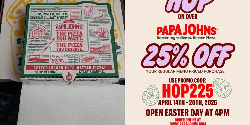 Papa Johns Pizza Menu