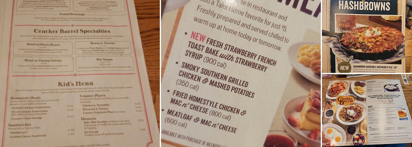 Cracker Barrel Old Country Store Menu