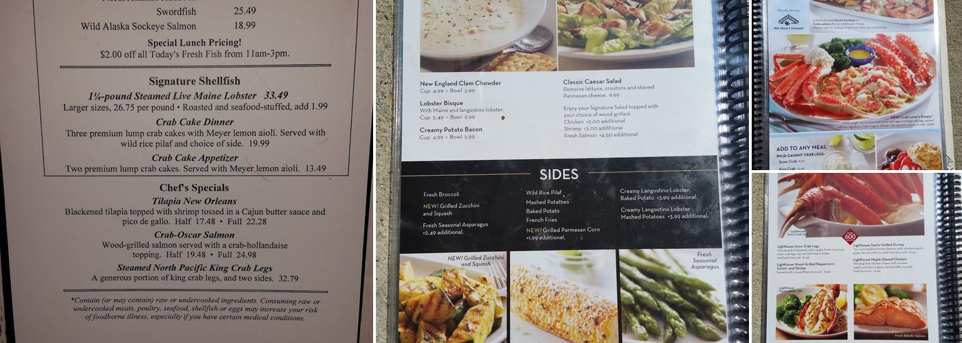 Red Lobster Menu