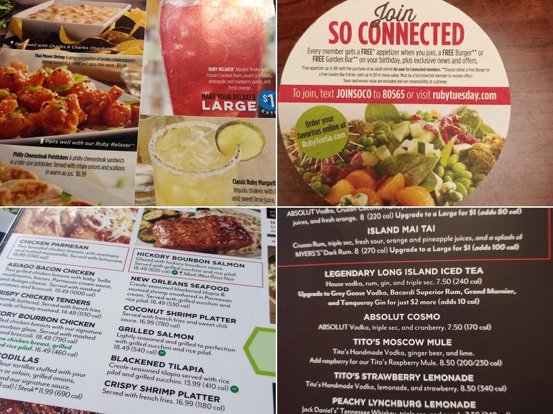 Ruby Tuesday Menu