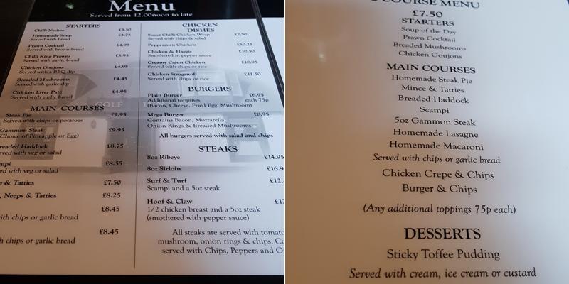 The Golf Inn Menu