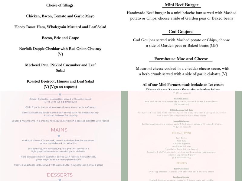 The Farmhouse at Fincham Menu