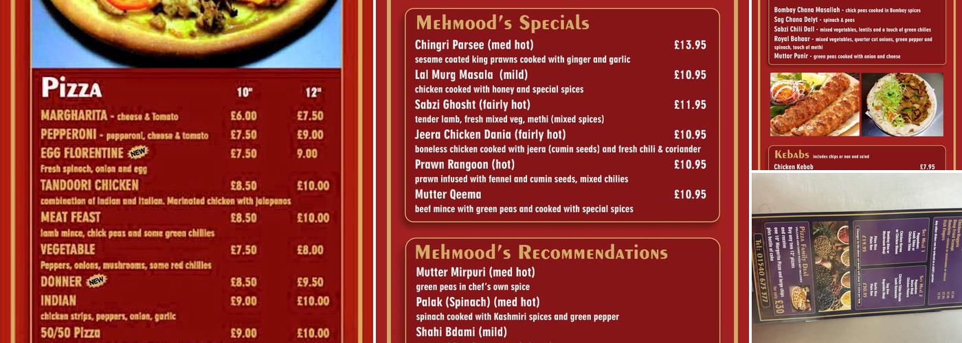 Mehmood's Curry House Menu