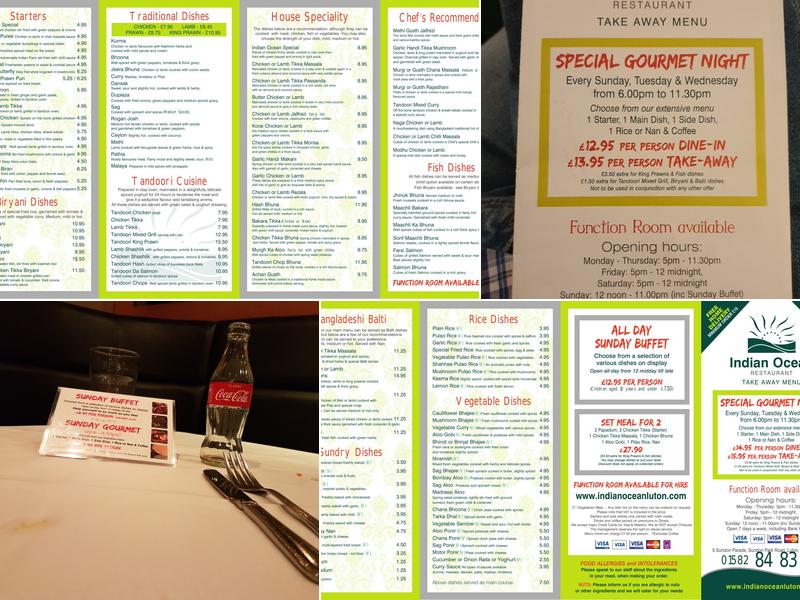 Indian Ocean Menu