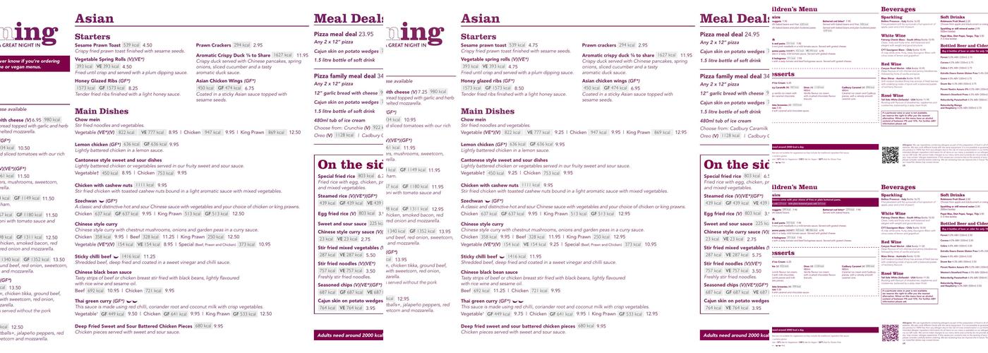 Dining In Menu