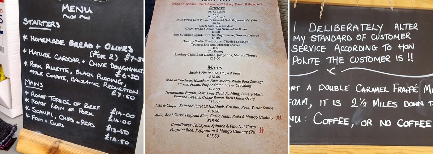 White Horse Inn Menu