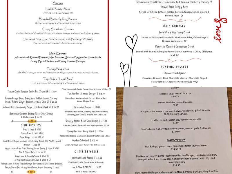 The New Inn - Shortstanding Menu