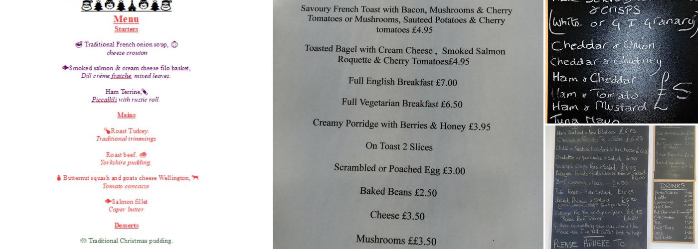 Sixteen Community Cafe Menu